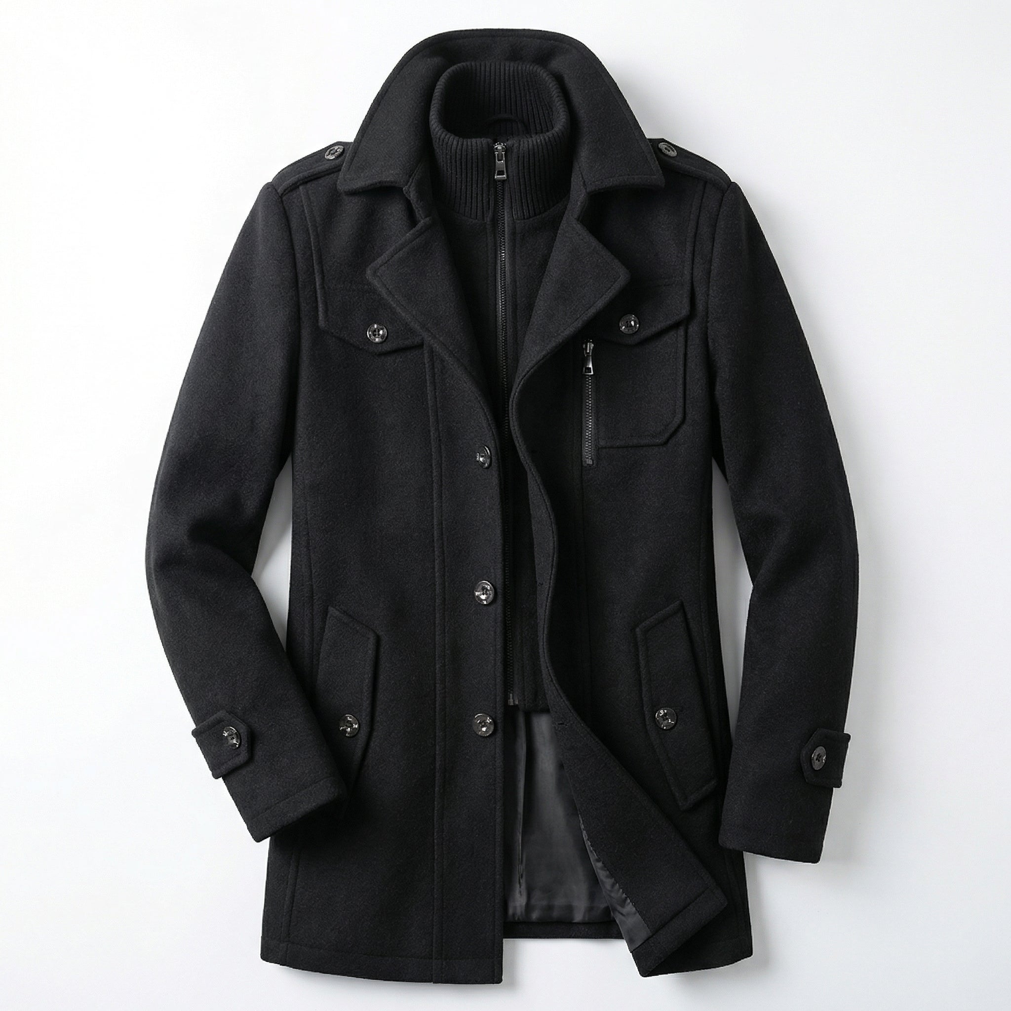 Two-Piece Wool-Blend Winter Coat – Stylish Warm Coat for Cold Weather