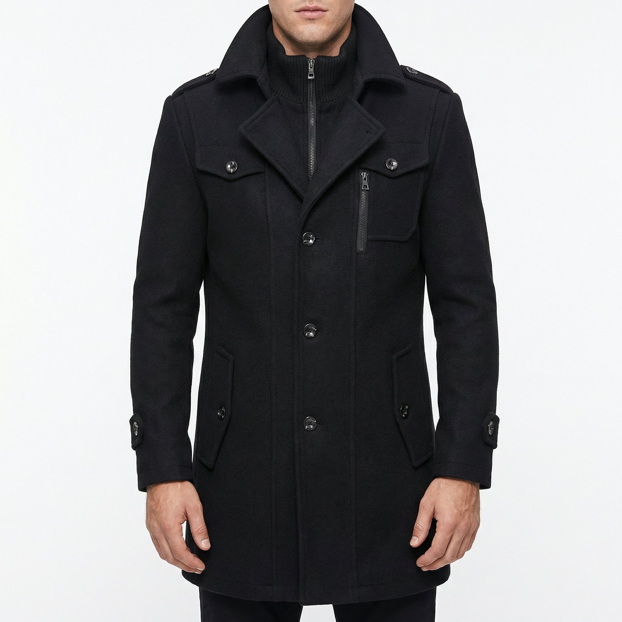 Two-Piece Wool-Blend Winter Coat – Stylish Warm Coat for Cold Weather