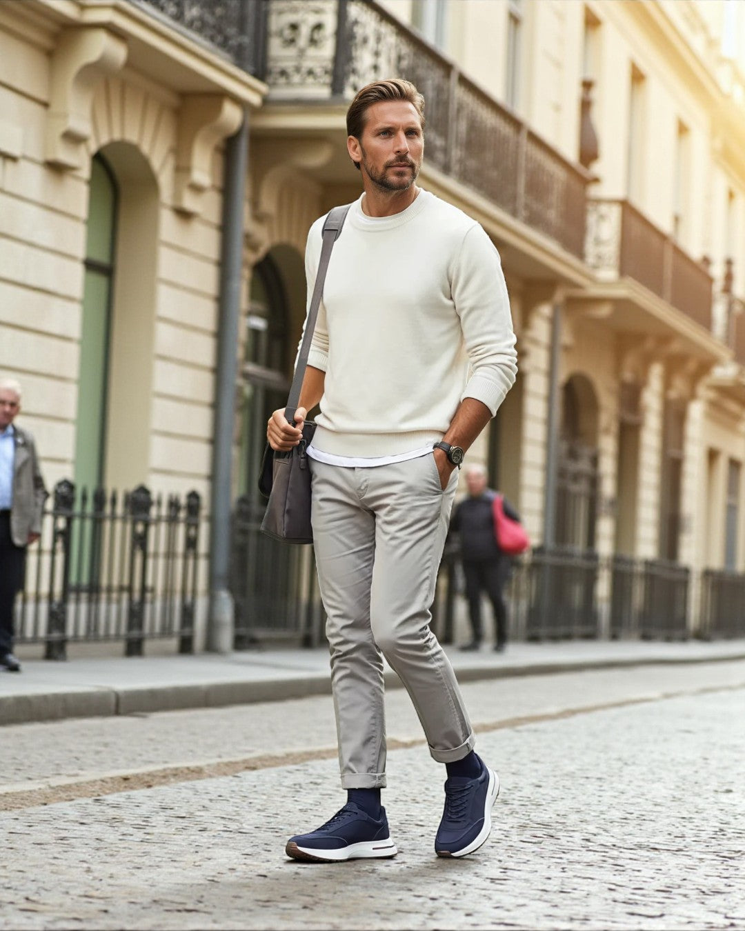 Paris Height-Lift Suede Walking Shoes - Navy
