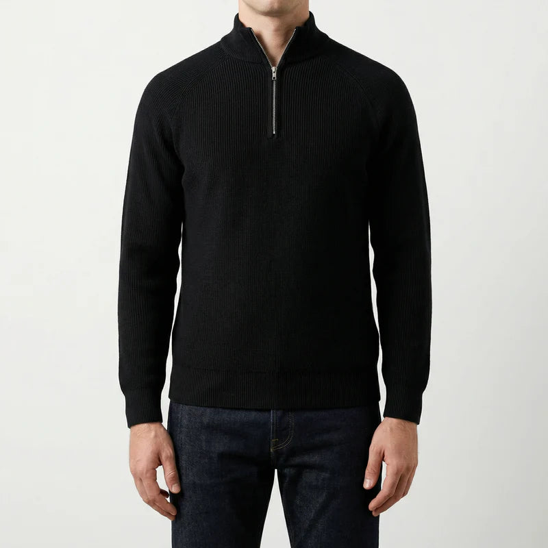 Men's Half-Zip Sweater with Stand Collar – Royal Blue