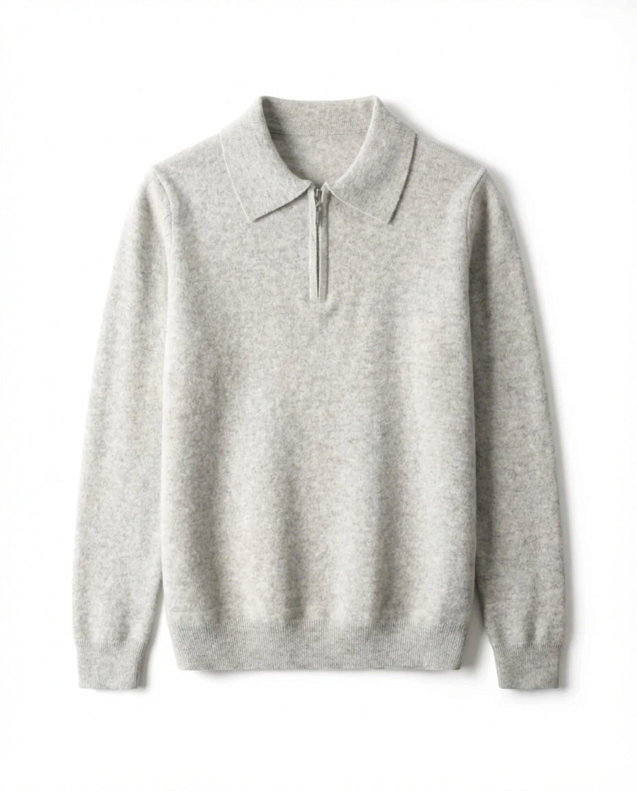 Chamberlain Wool Quarter Zip Polo - Gray