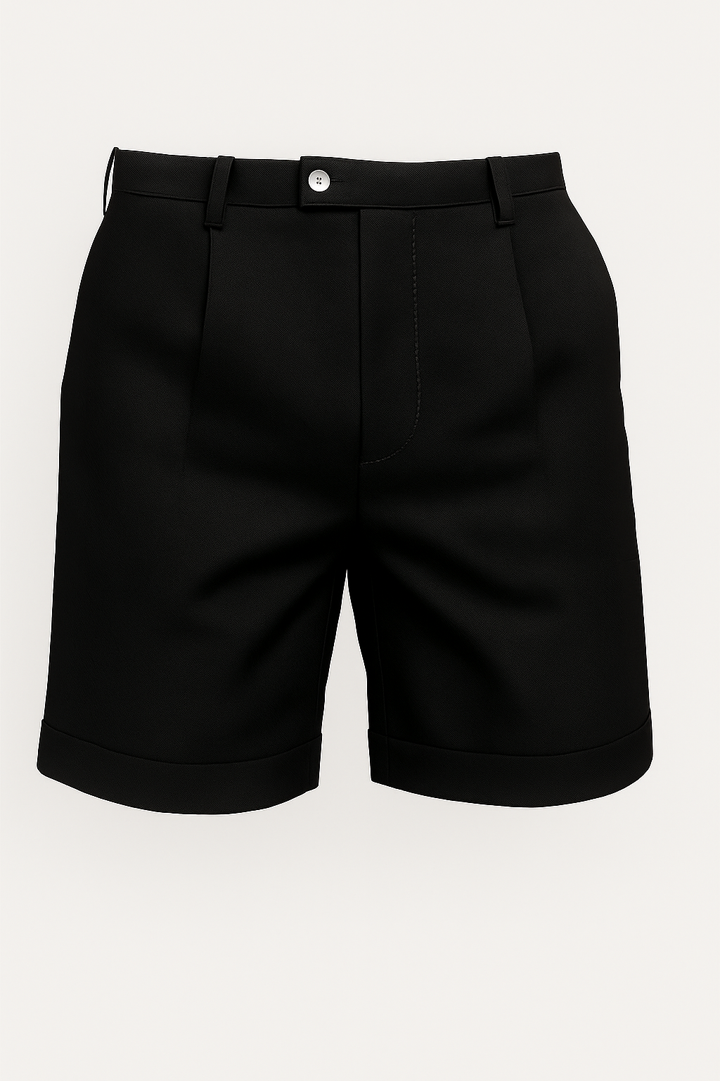 Men's shorts with pleats and pockets – black and versatile