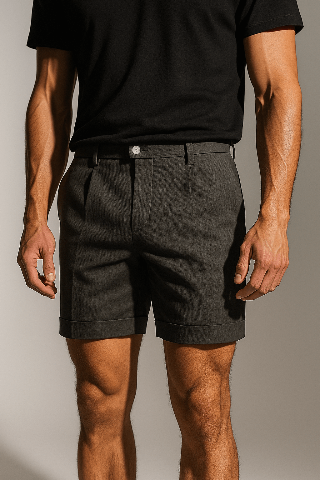Men's shorts with pleats and pockets – slate gray and versatile