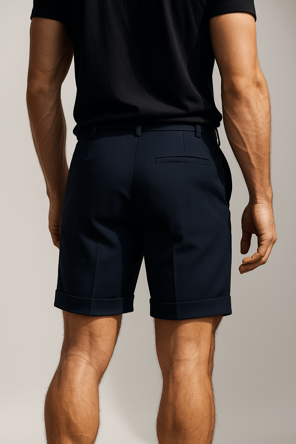 Men's Shorts with Pleats and Pockets – Navy Blue and Versatile
