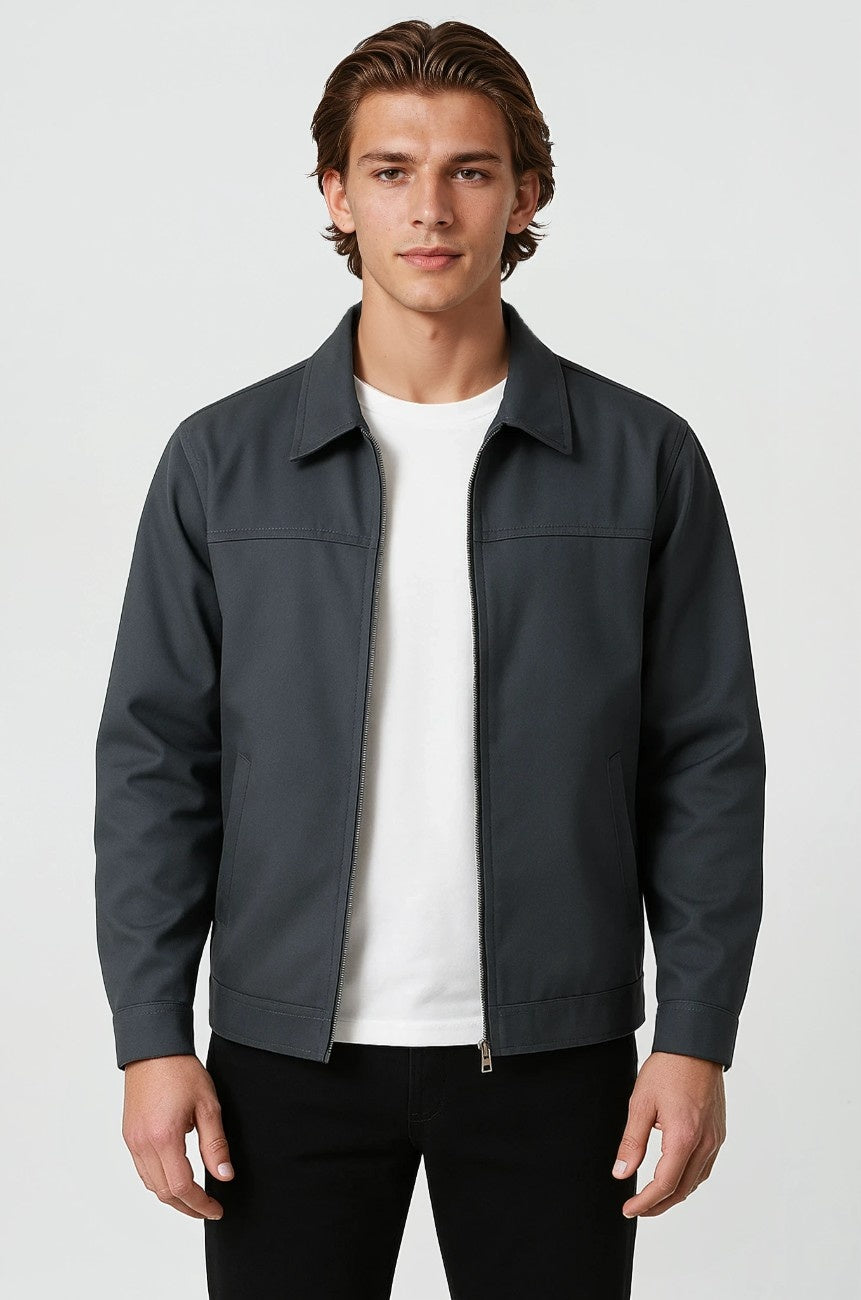 Lightweight Twill Jacket for Men – Dark Grey – Regular Fit