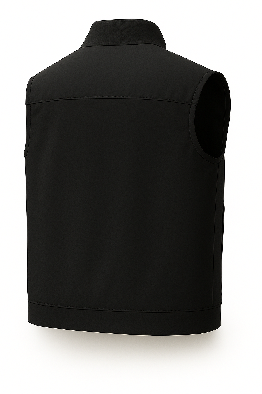 Casual Stand Collar Vest with Zipper – Black Cotton Blend