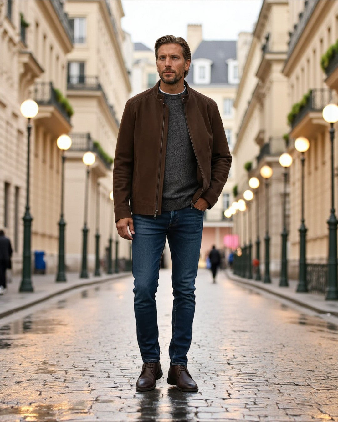 Milan Structured Everyday Suede-Look Jacket - Brown