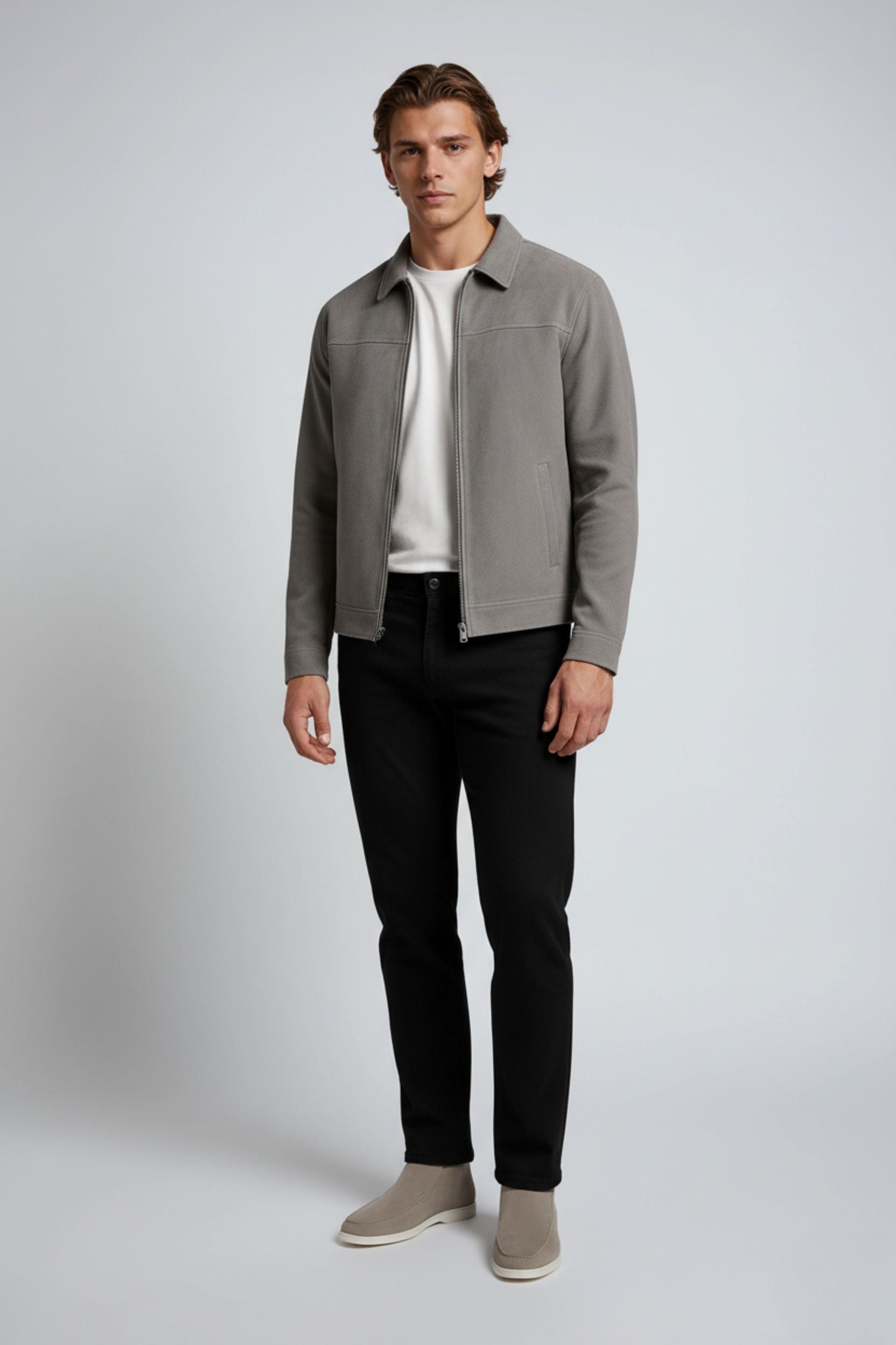 Gray Suede Jacket for Men – Modern Casual Jacket