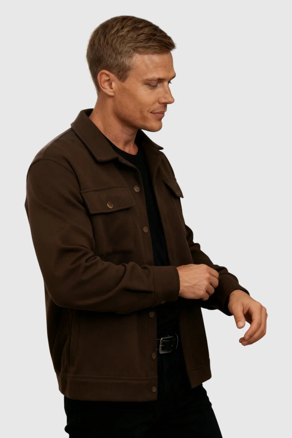 Coffee Brown Brushed Overshirt Jacket