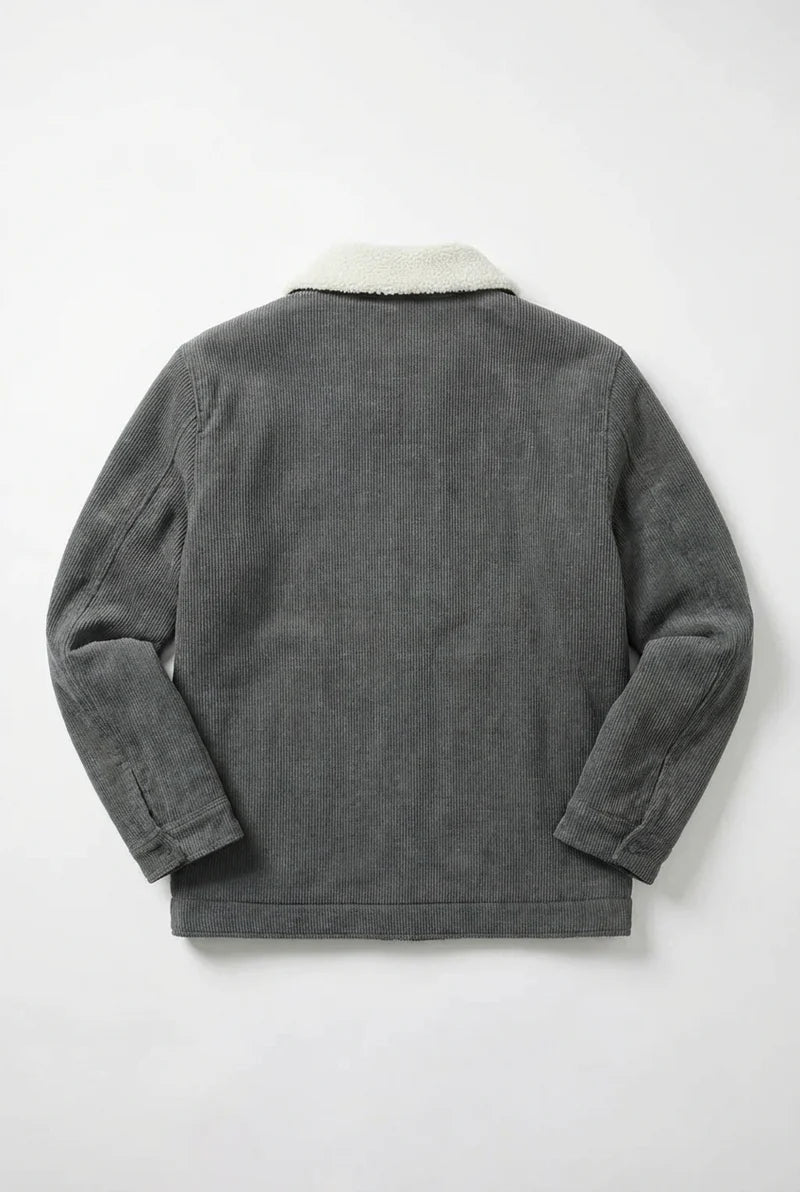 men's corduroy jacket - with Sherpa Collar and Snap Buttons