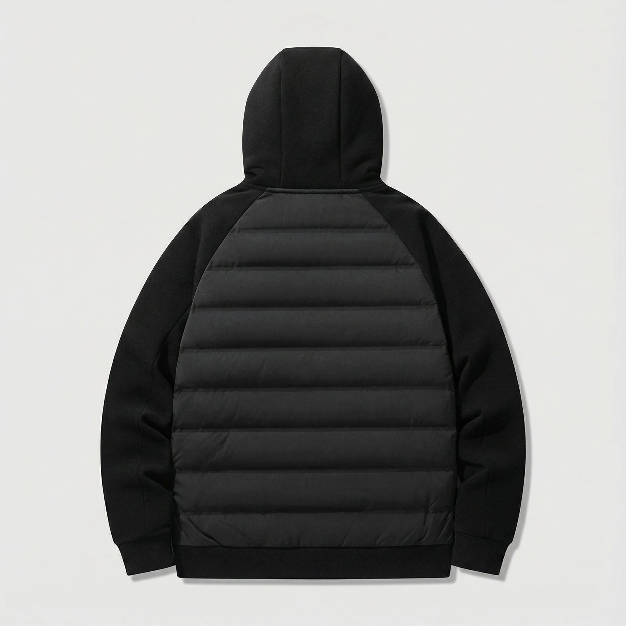 Loose Fit Down Jacket with Hood – Black