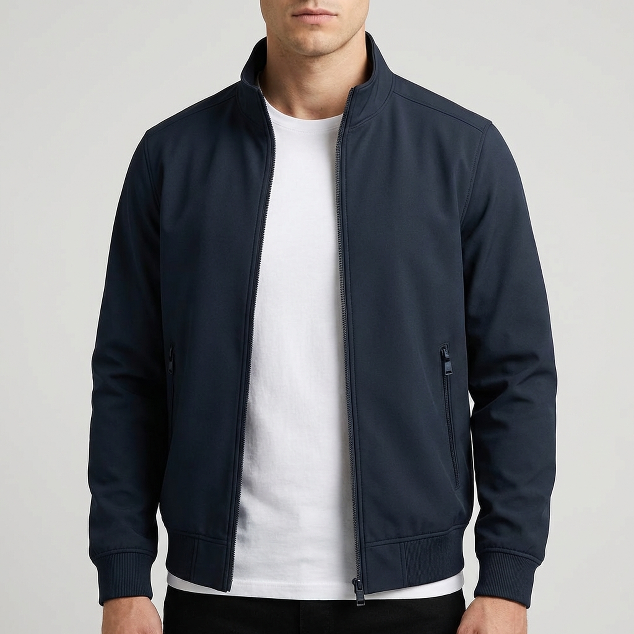 Classic Dark Blue Bomber Jacket
