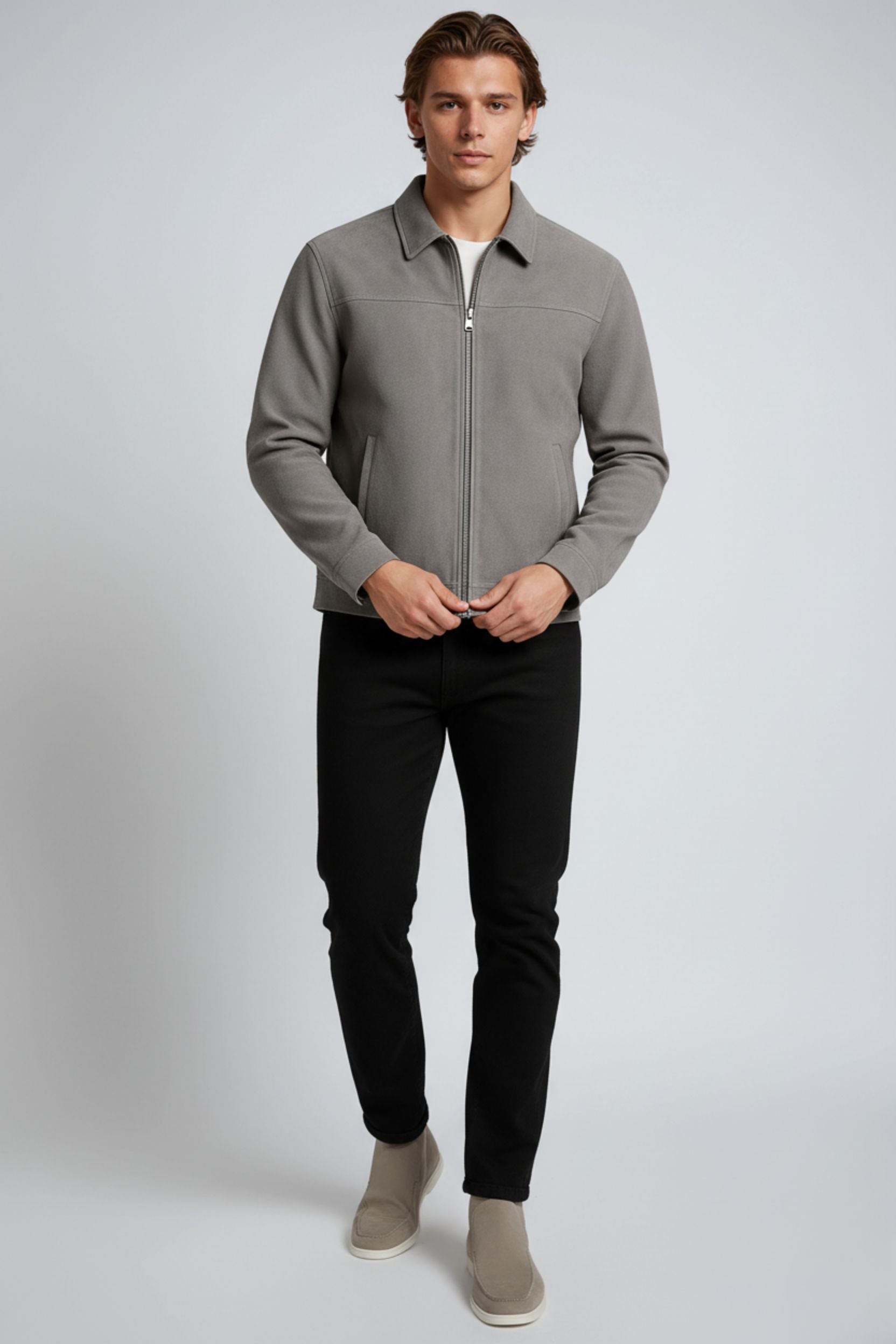 Gray Suede Jacket for Men – Modern Casual Jacket
