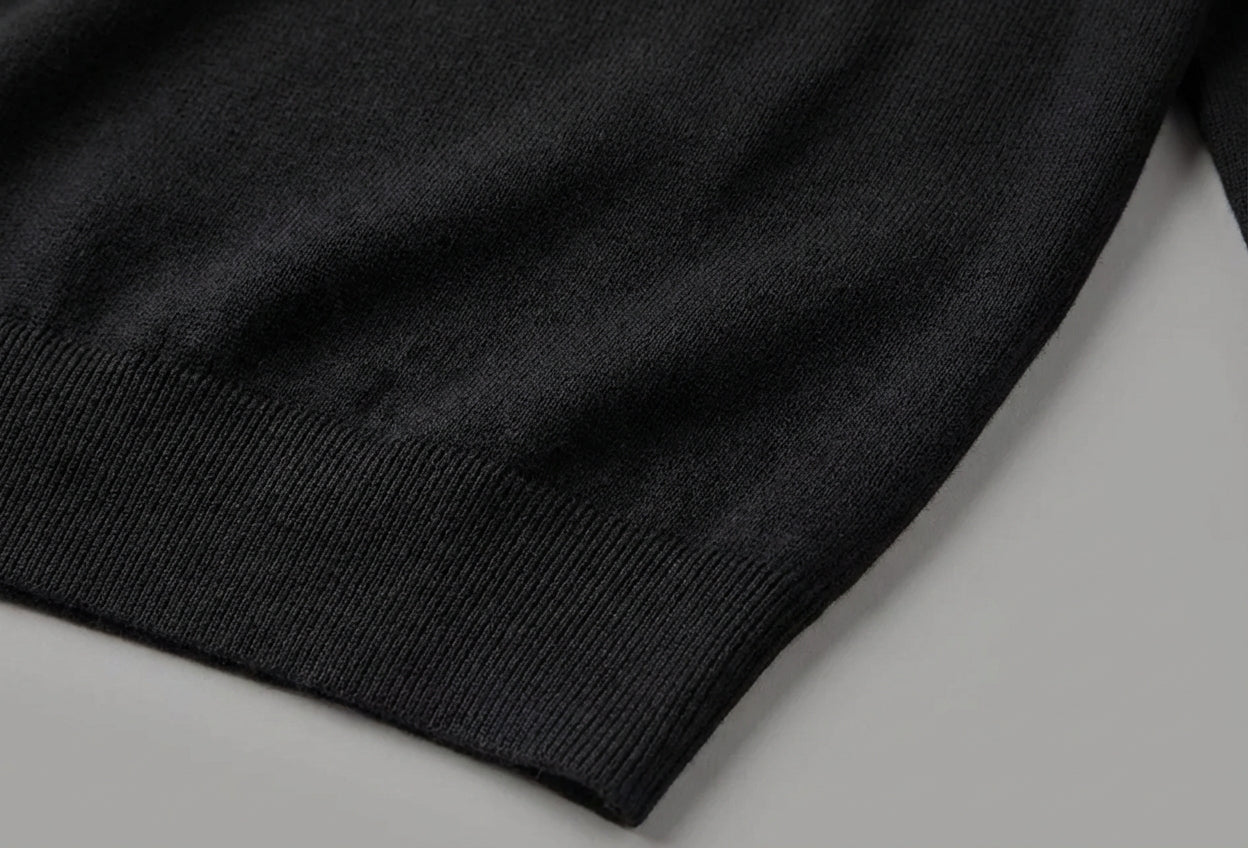 Chamberlain Wool Quarter Zip Polo - Black