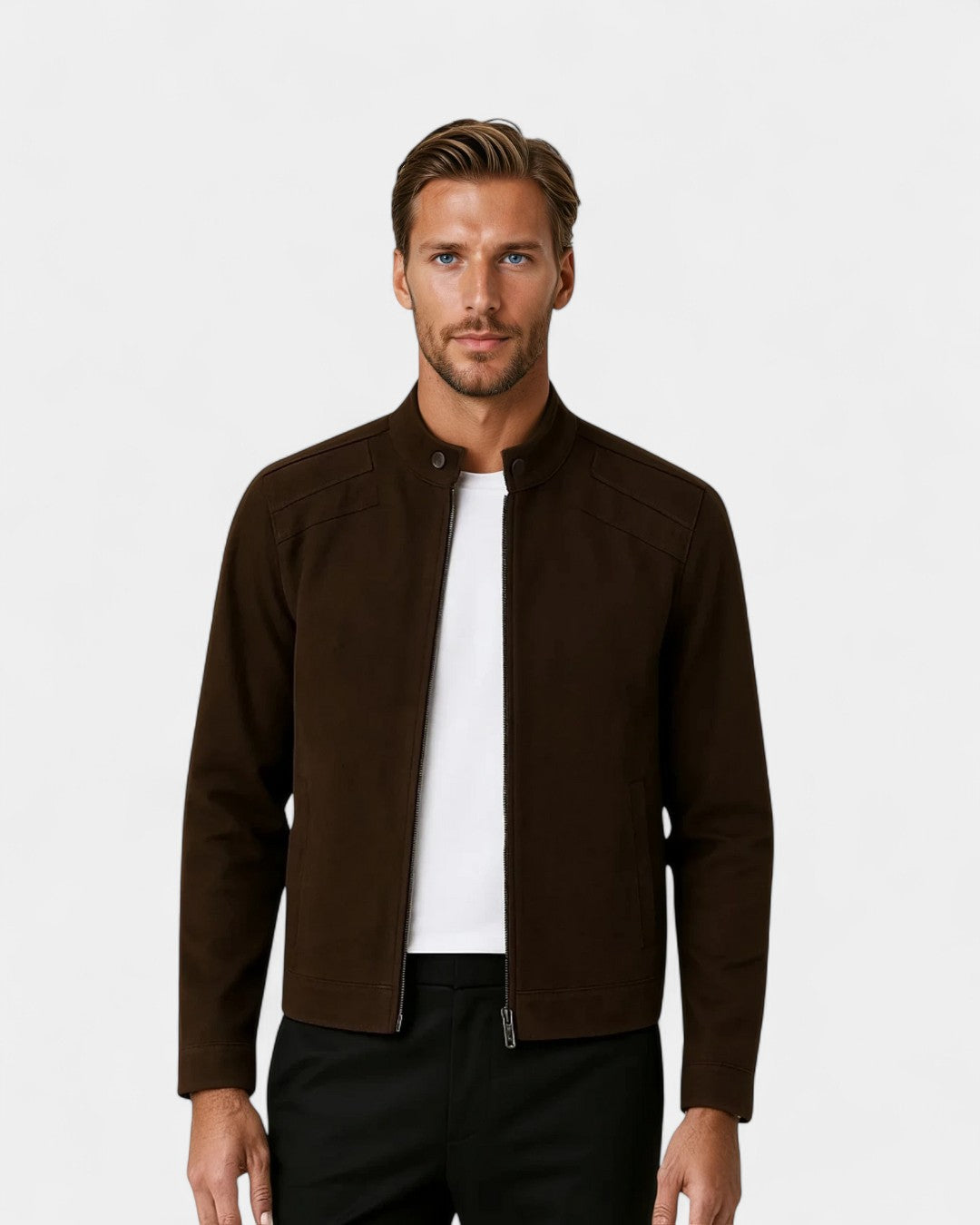 Milan Structured Everyday Suede-Look Jacket - Brown