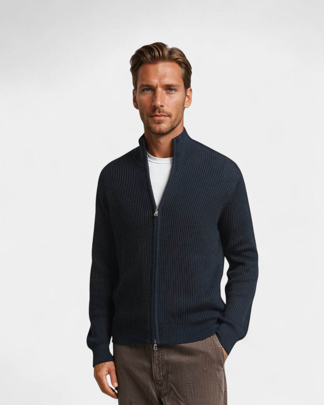 Montclair Knitted Zip Ribbed Cardigan
