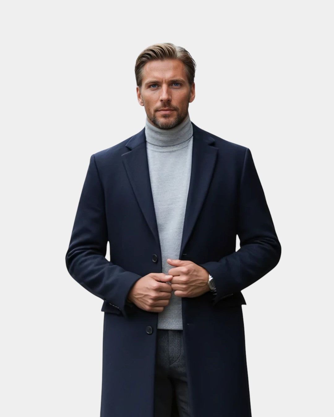 Montclair Wool Blend Formal Overcoat - Navy