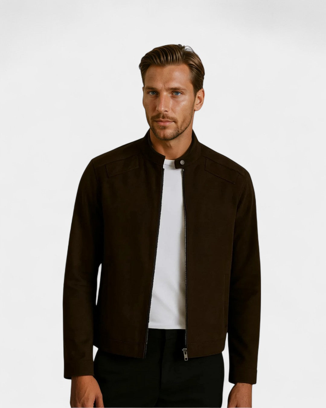 Milan Structured Everyday Suede-Look Jacket - Black