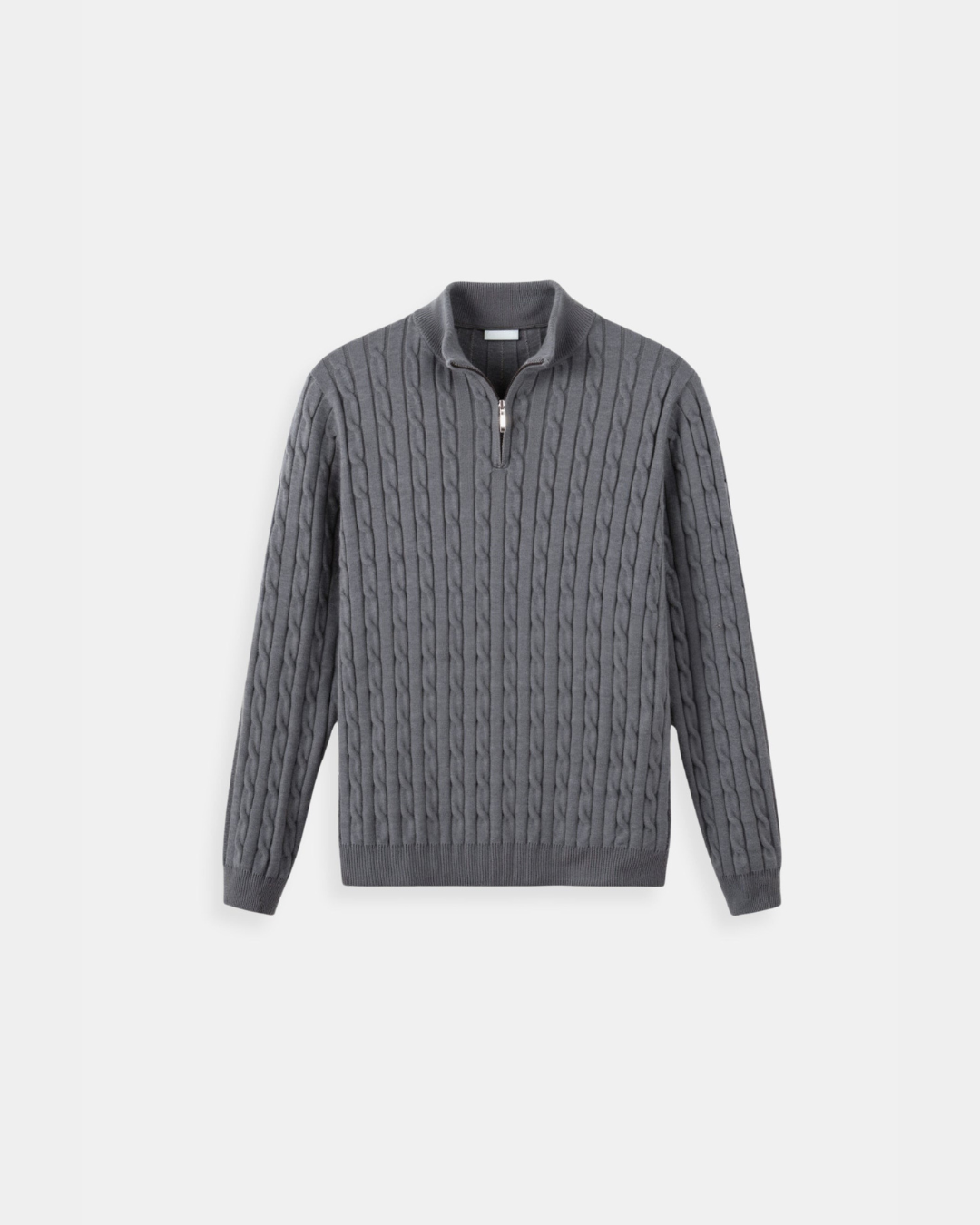 The Old Money Quarter Zip Knit - Gray