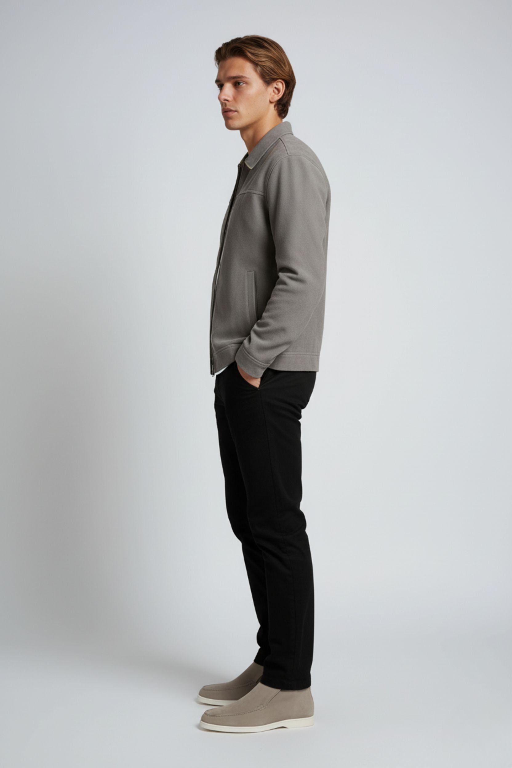 Gray Suede Jacket for Men – Modern Casual Jacket