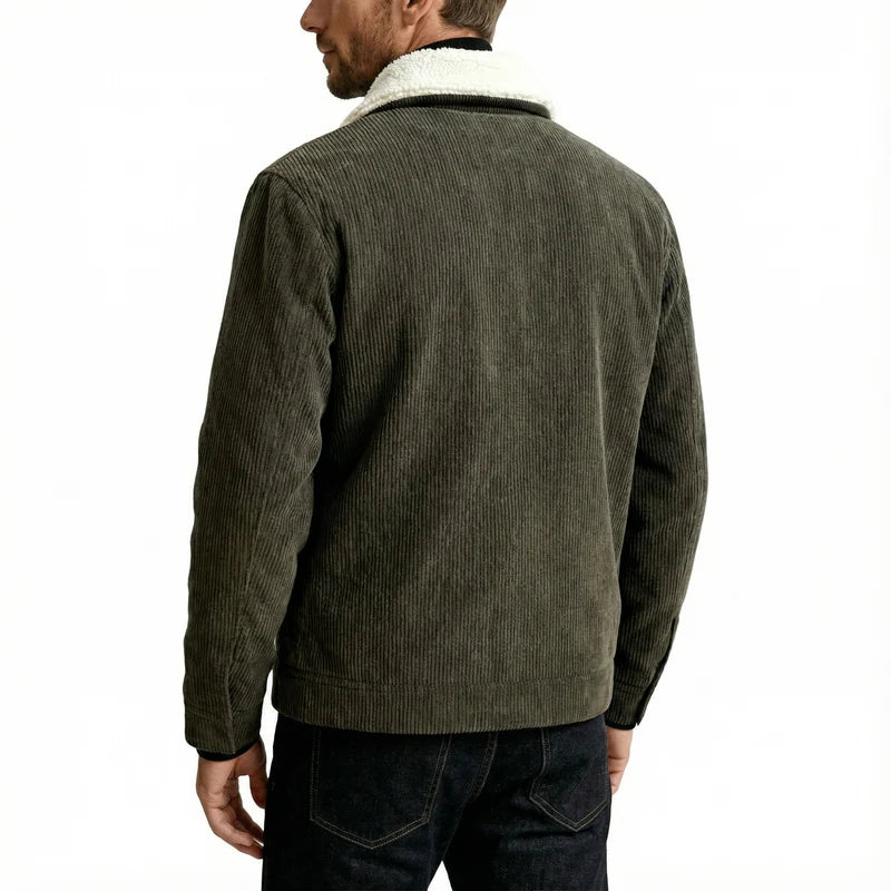 men's corduroy jacket - with Sherpa Collar and Snap Buttons