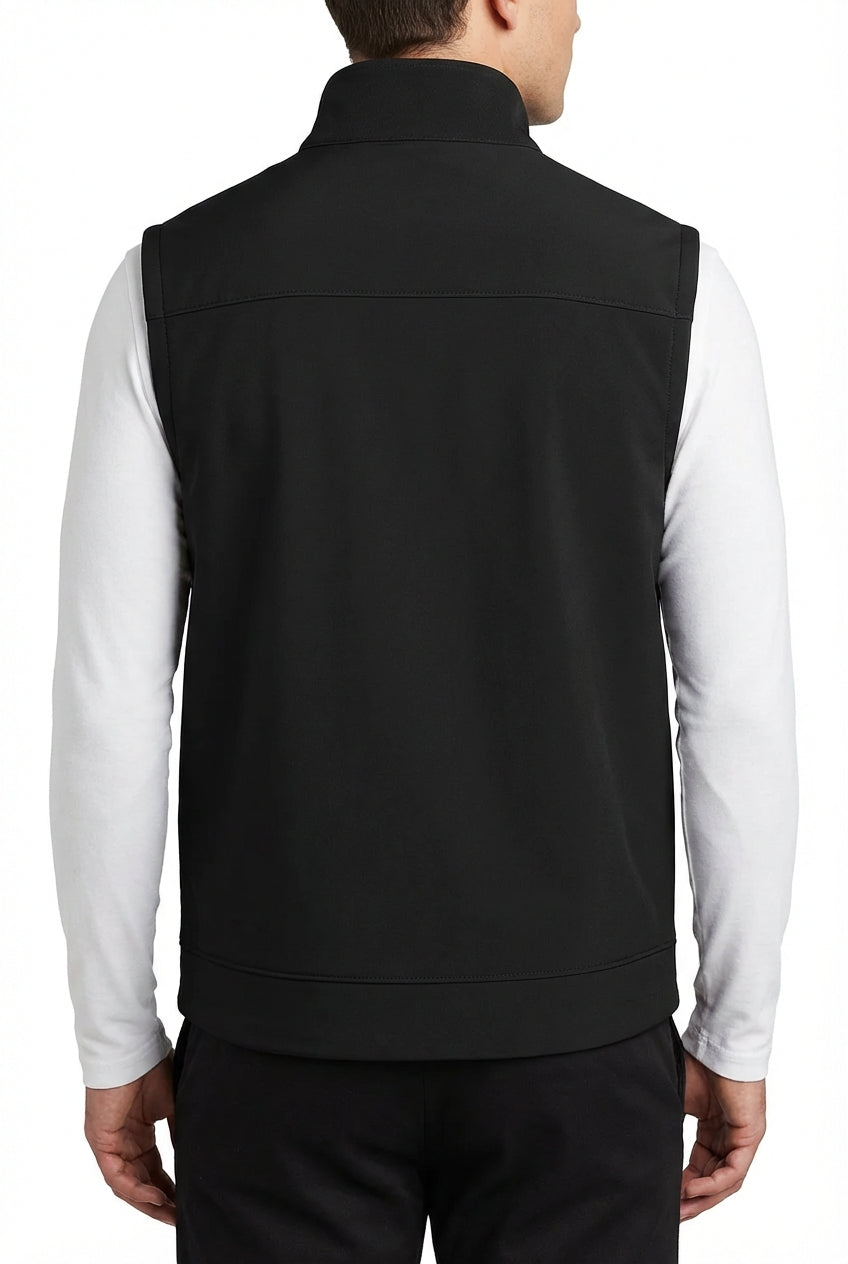 Casual Stand Collar Vest with Zipper – Black Cotton Blend