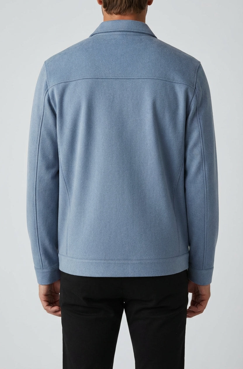 Dusty Blue Suede Jacket for Men – Elegant and Versatile Everyday Jacket