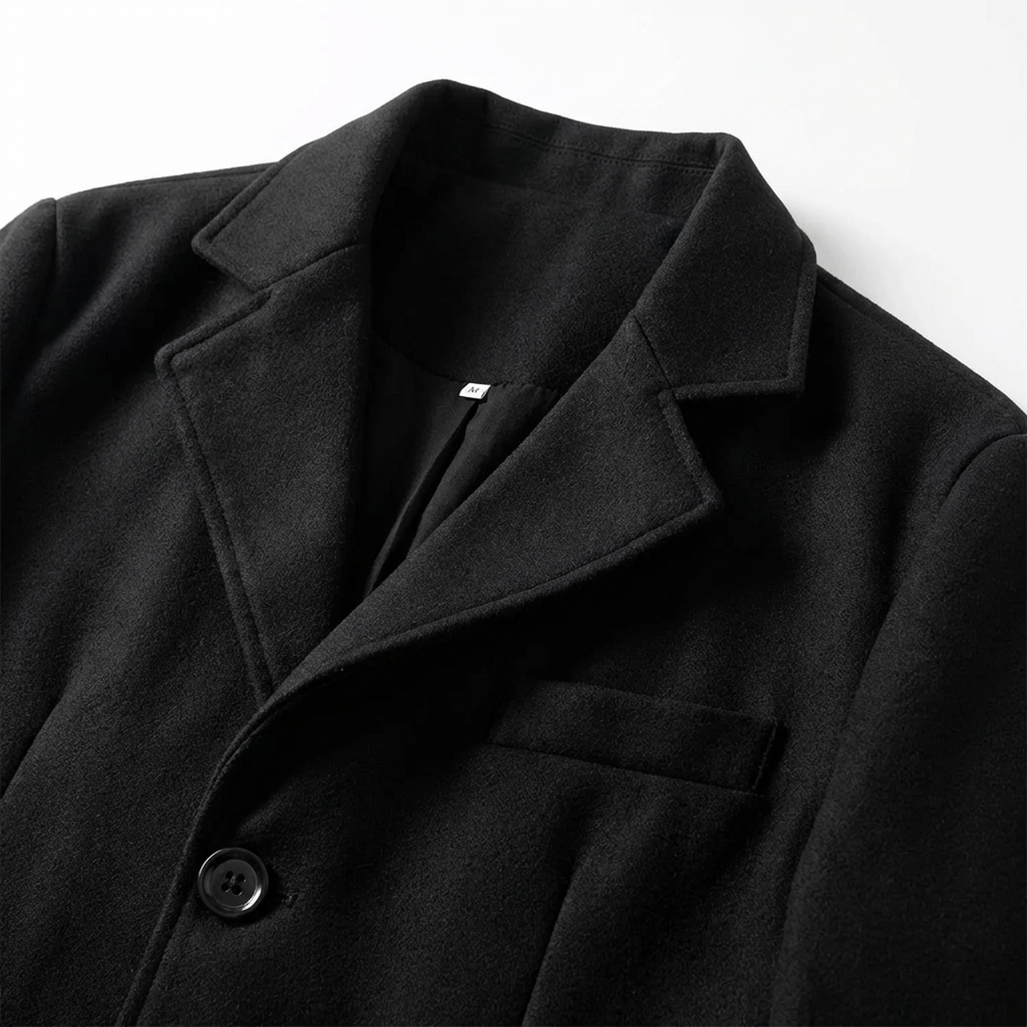 Black Long Coat for Men – Single-Breasted Design