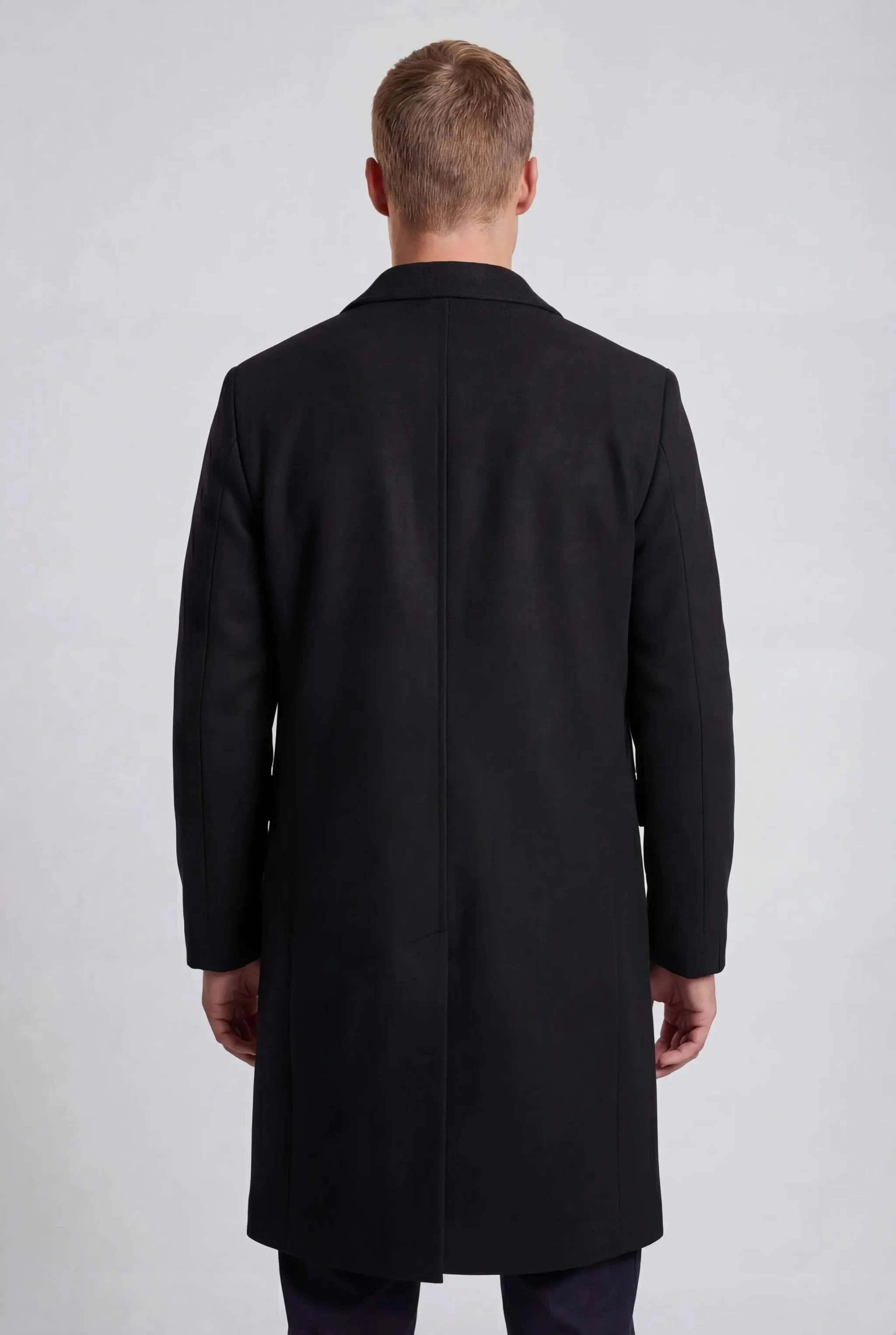 Black Long Coat for Men – Single-Breasted Design