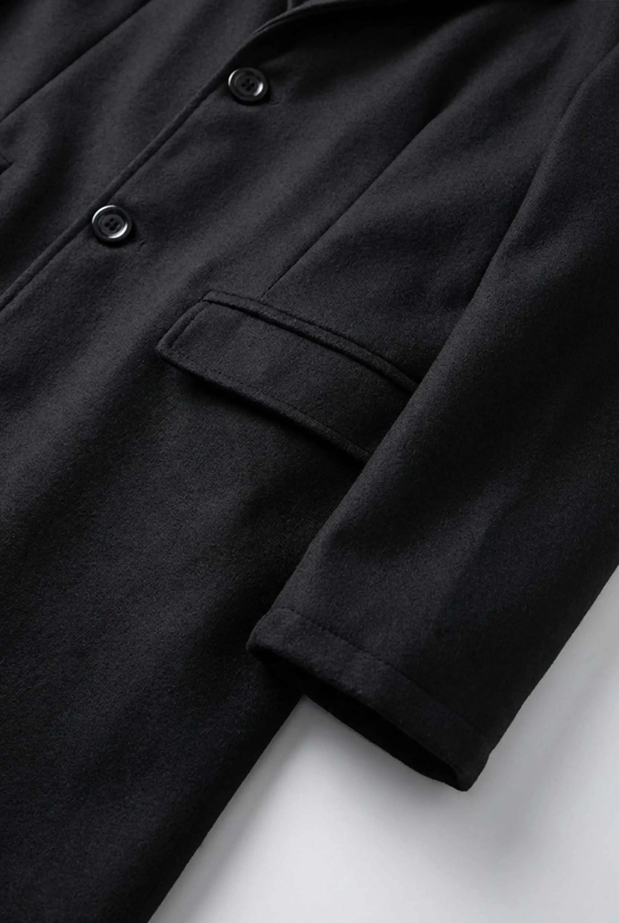 Black Long Coat for Men – Single-Breasted Design