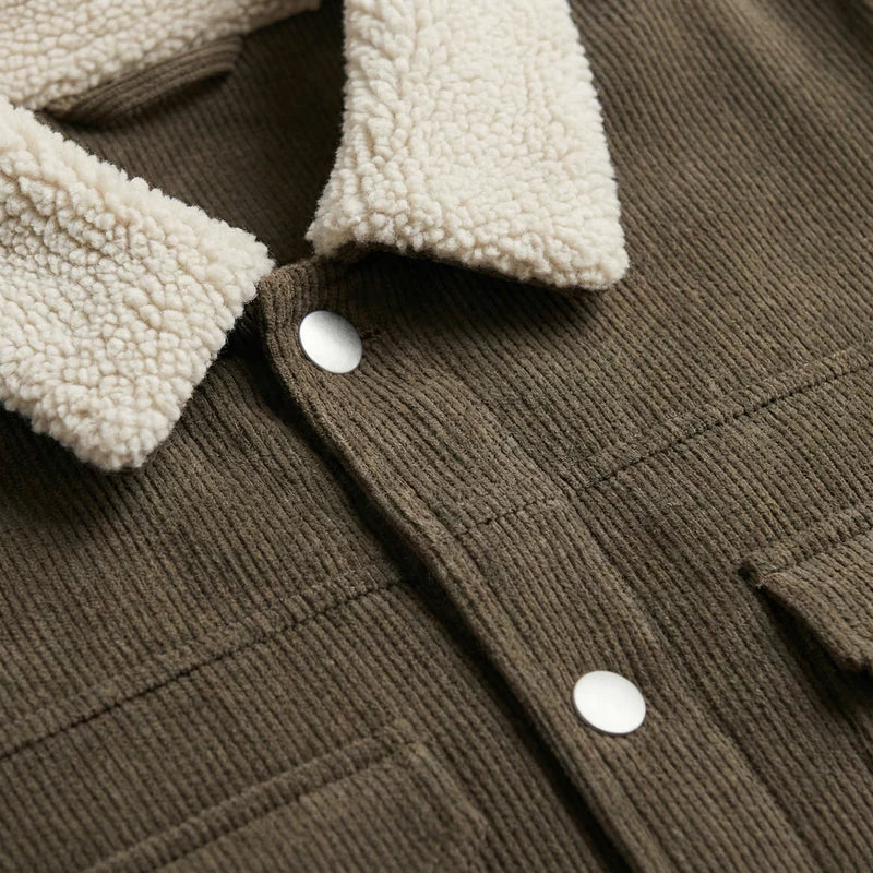 men's corduroy jacket - with Sherpa Collar and Snap Buttons
