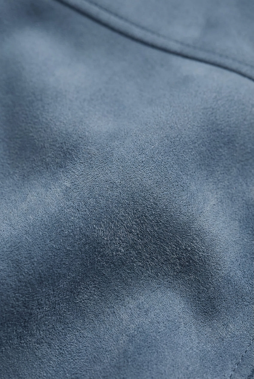 Dusty Blue Suede Jacket for Men – Elegant and Versatile Everyday Jacket