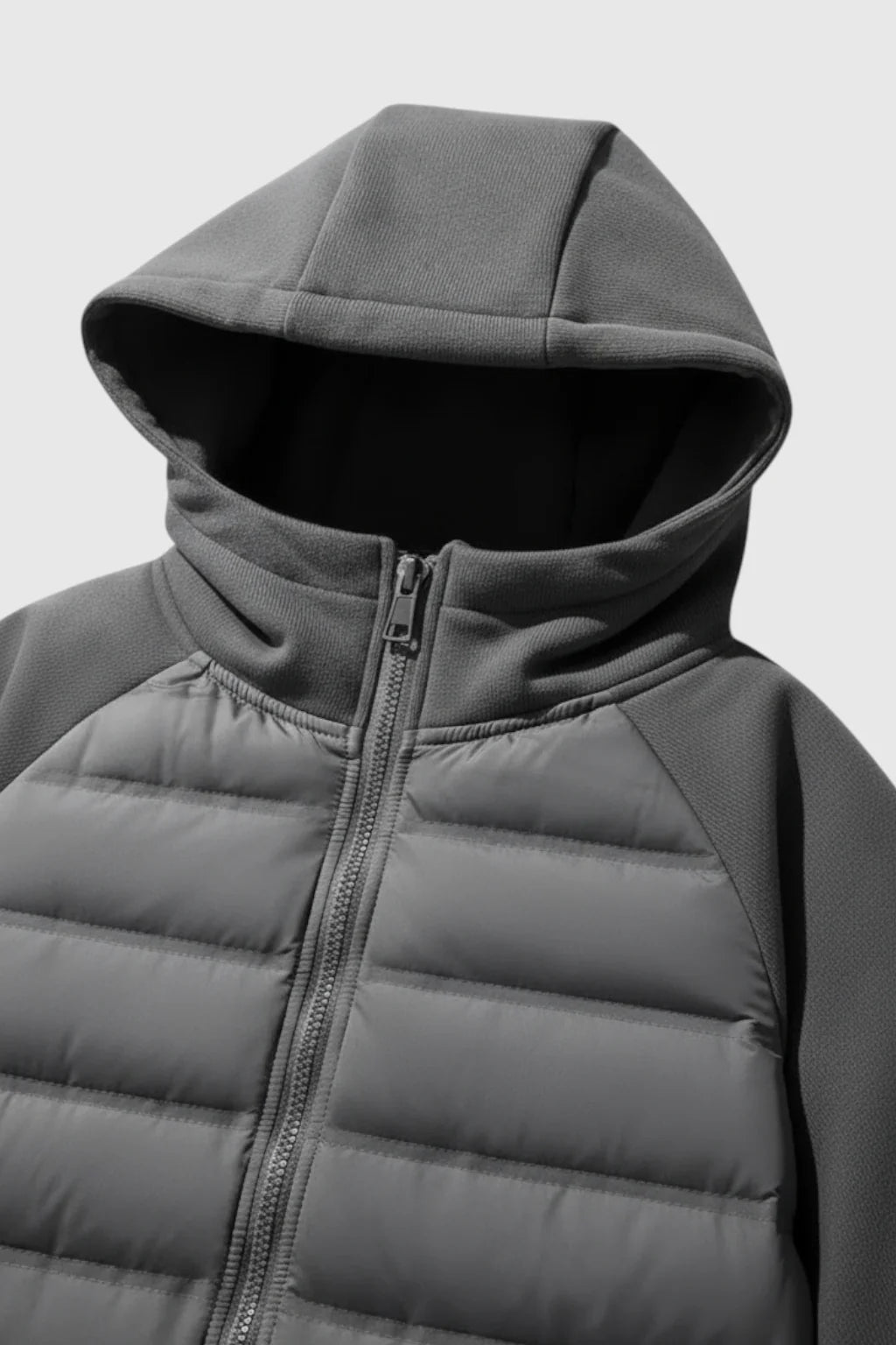 Loose Fit Down Jacket with Hood – Charcoal Gray