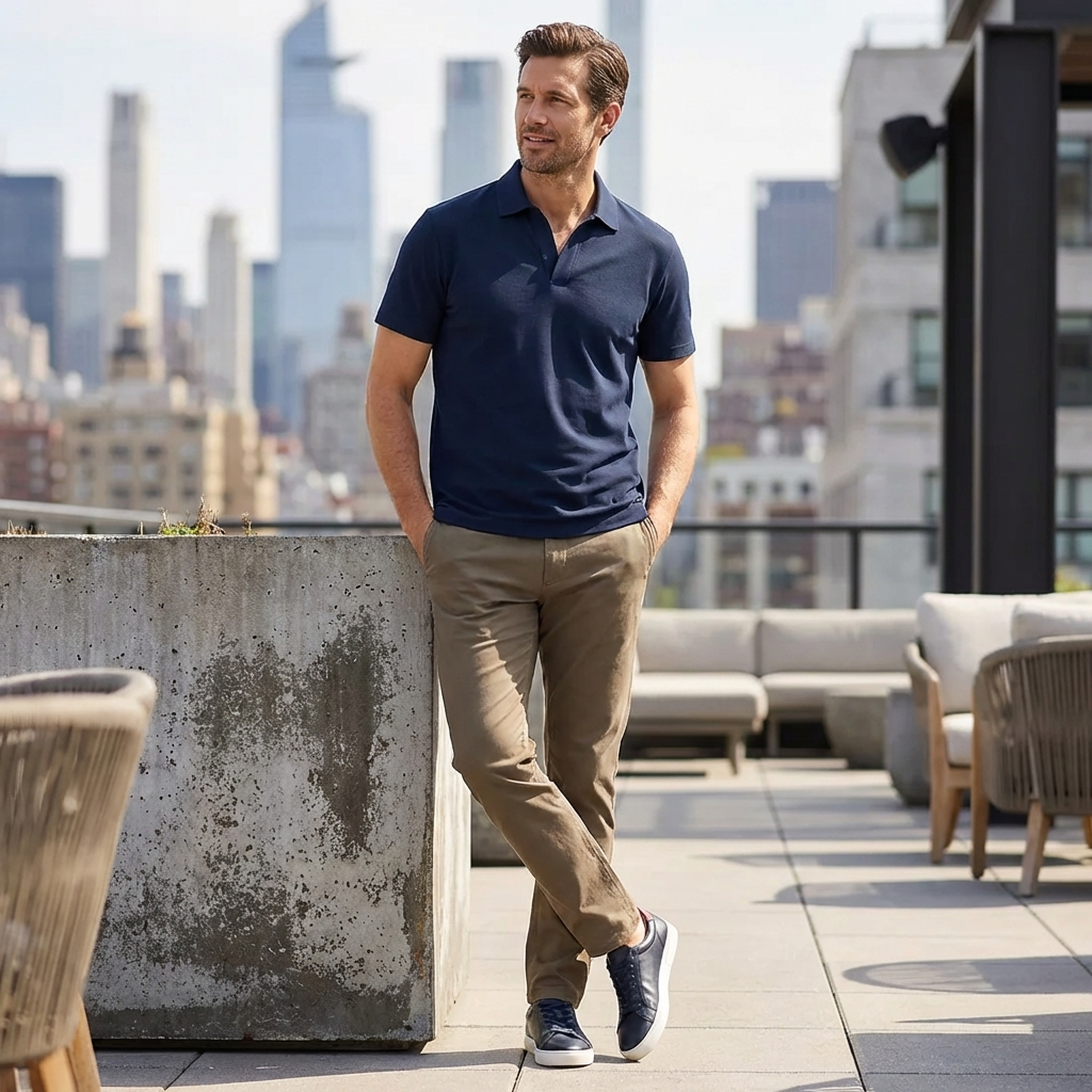 Men's Polo Shirt in Technical Fabric Slim Fit