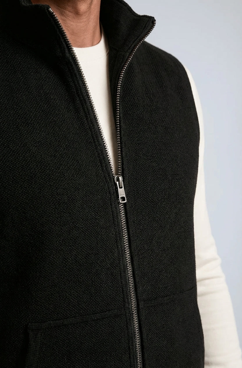 Classic Black Knitted Sleeveless Vest