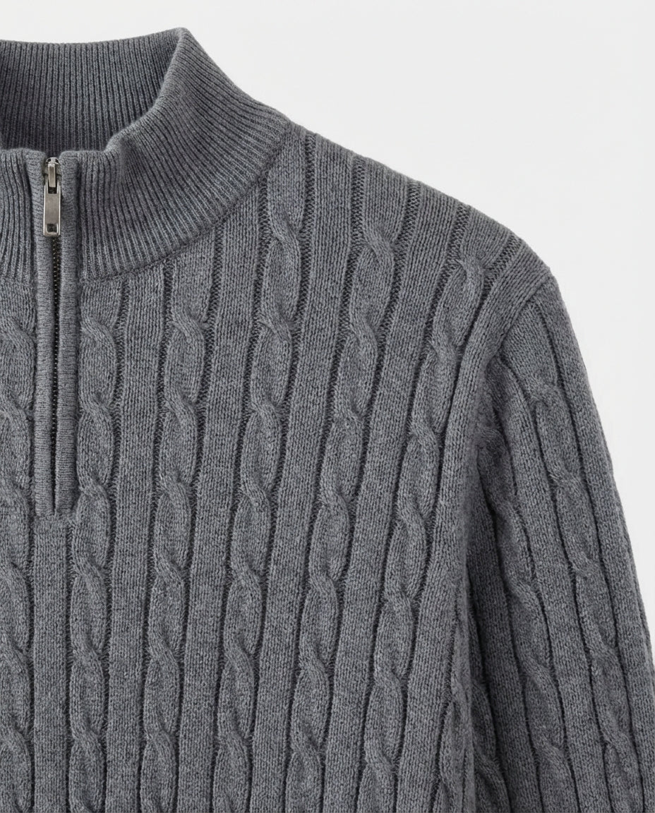 The Old Money Quarter Zip Knit Gray