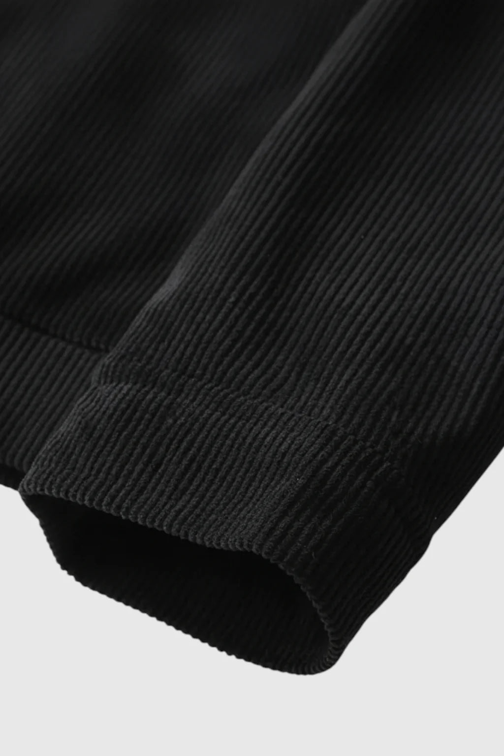 Men's Corduroy Jacket with Sherpa Collar and Snap Buttons - Black