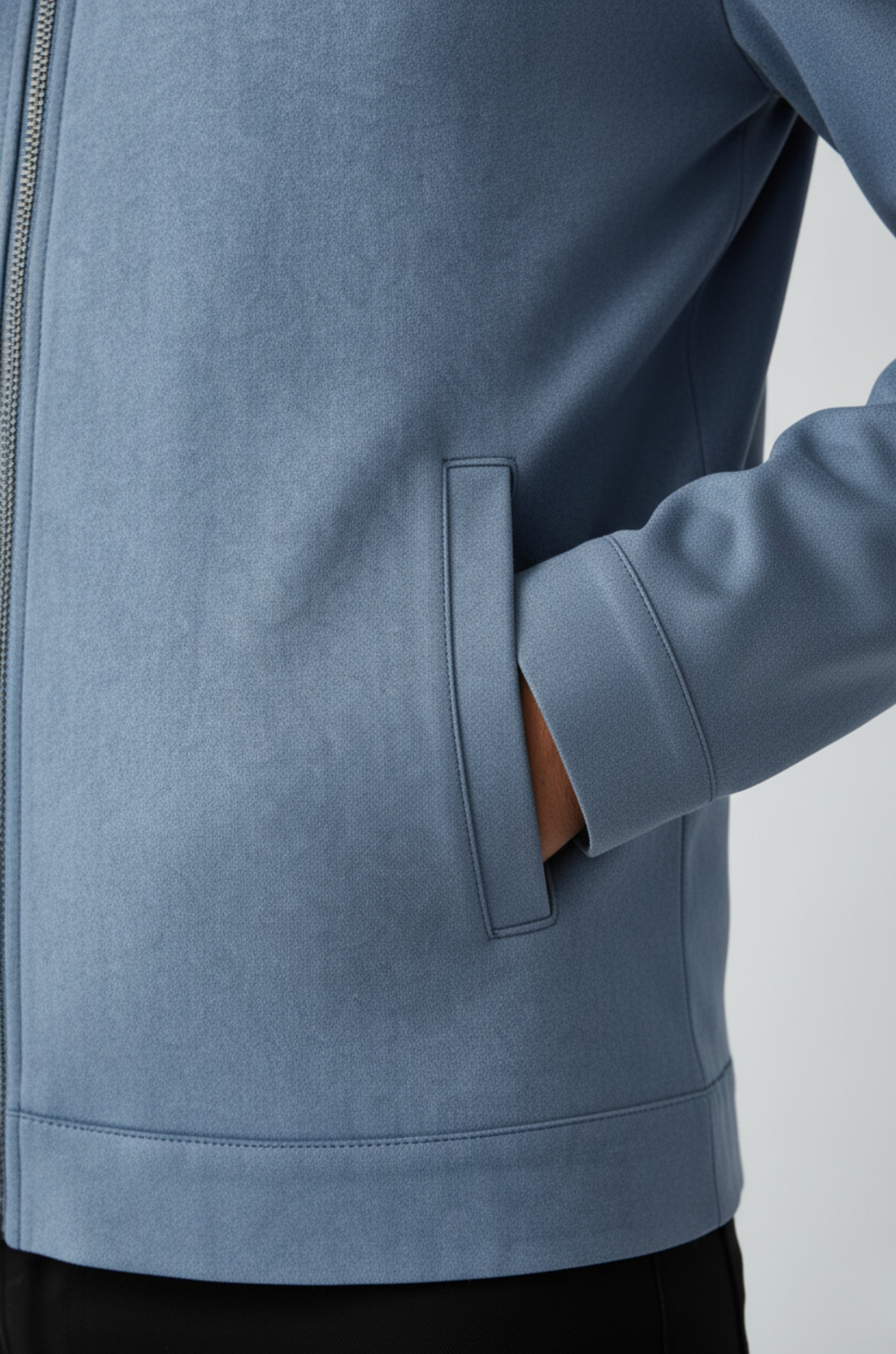 Dusty Blue Suede Jacket for Men – Elegant and Versatile Everyday Jacket