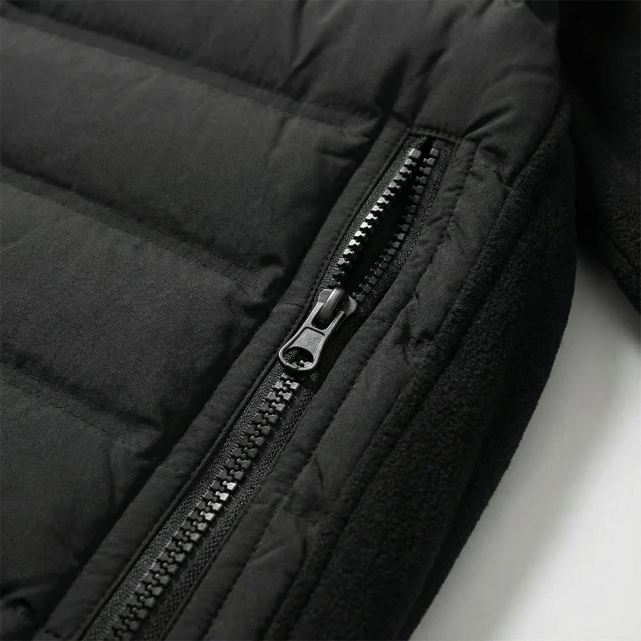 Loose Fit Down Jacket with Hood – Black