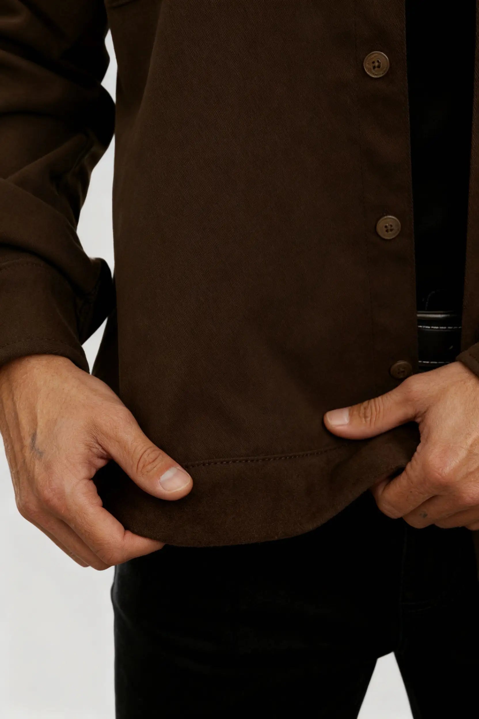 Coffee Brown Brushed Overshirt Jacket