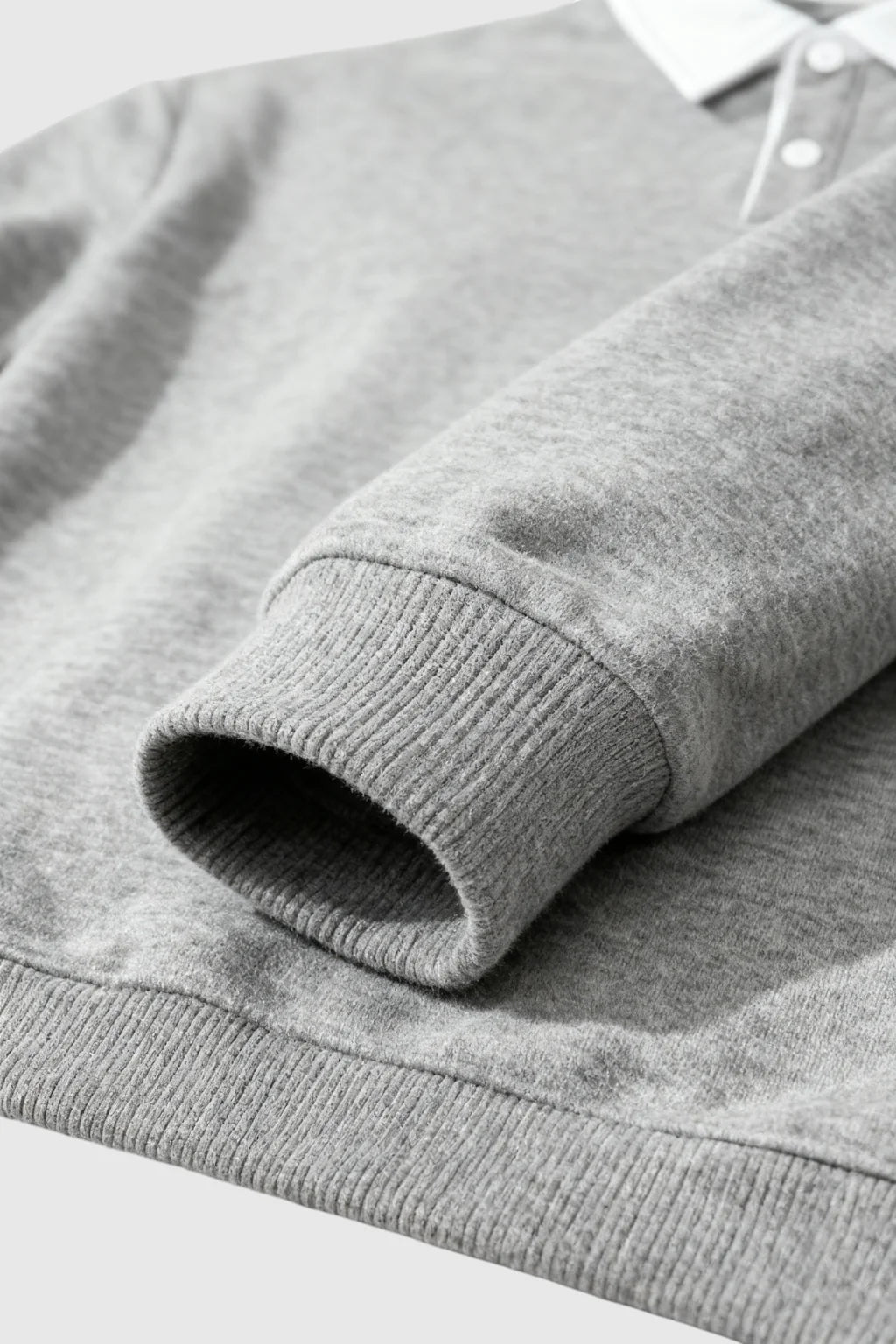 Men's Sweatshirt with Contrast Collar and Polo Neck – Gray