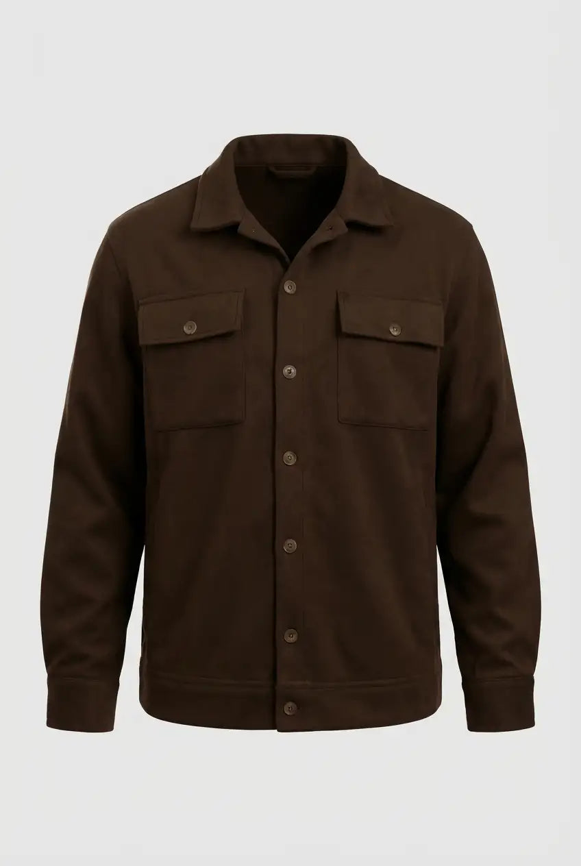 Coffee Brown Brushed Overshirt Jacket
