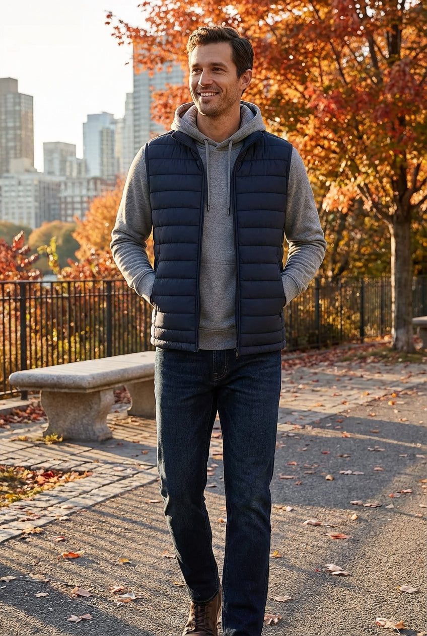 Premium Men's Navy Blue Puffer Vest