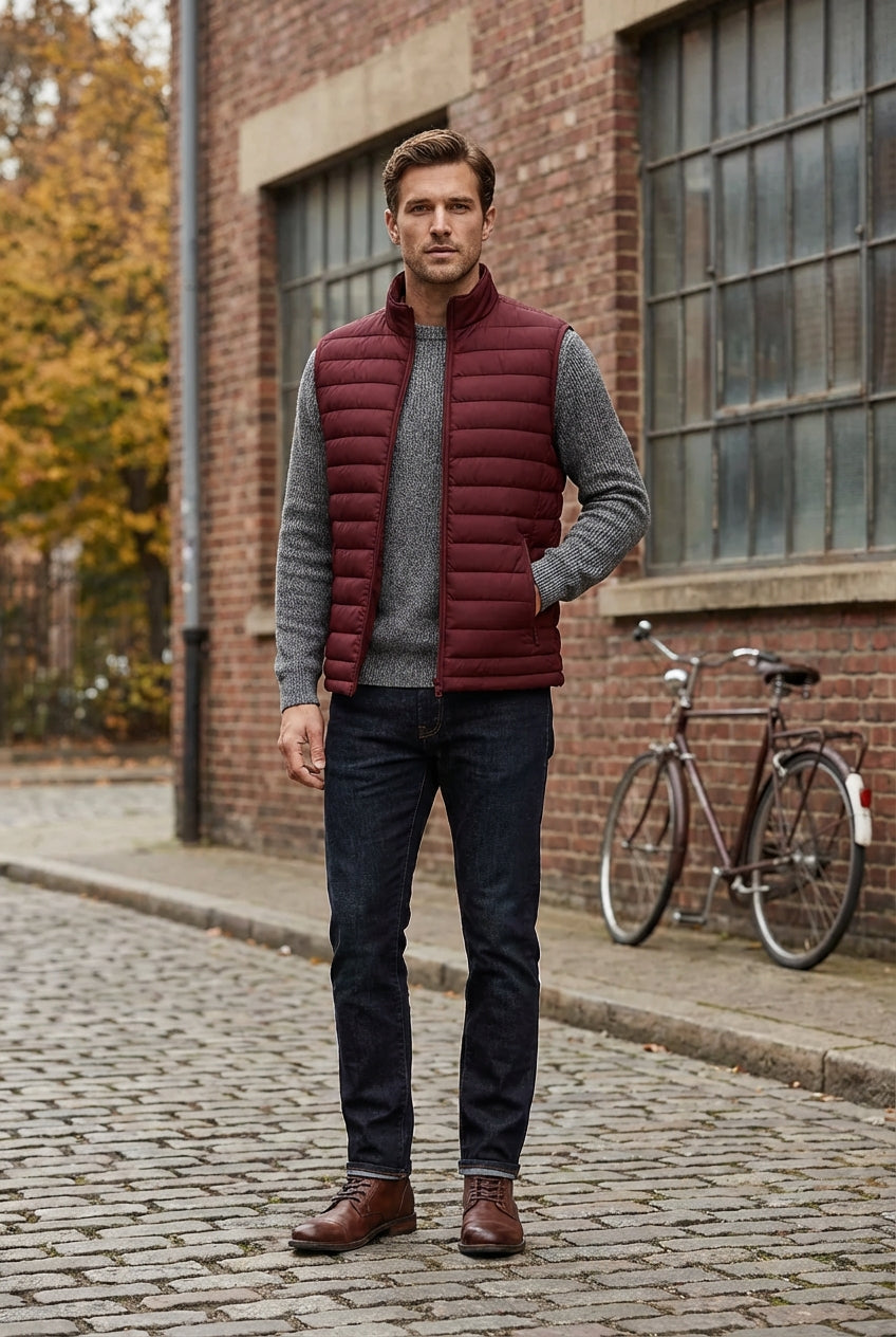 Premium Men's Brick Red Puffer Vest