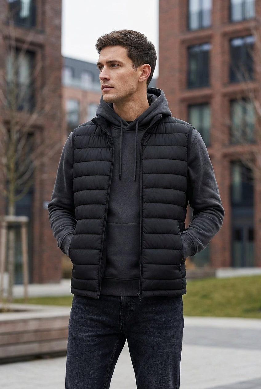 Premium Men's Black Puffer Vest
