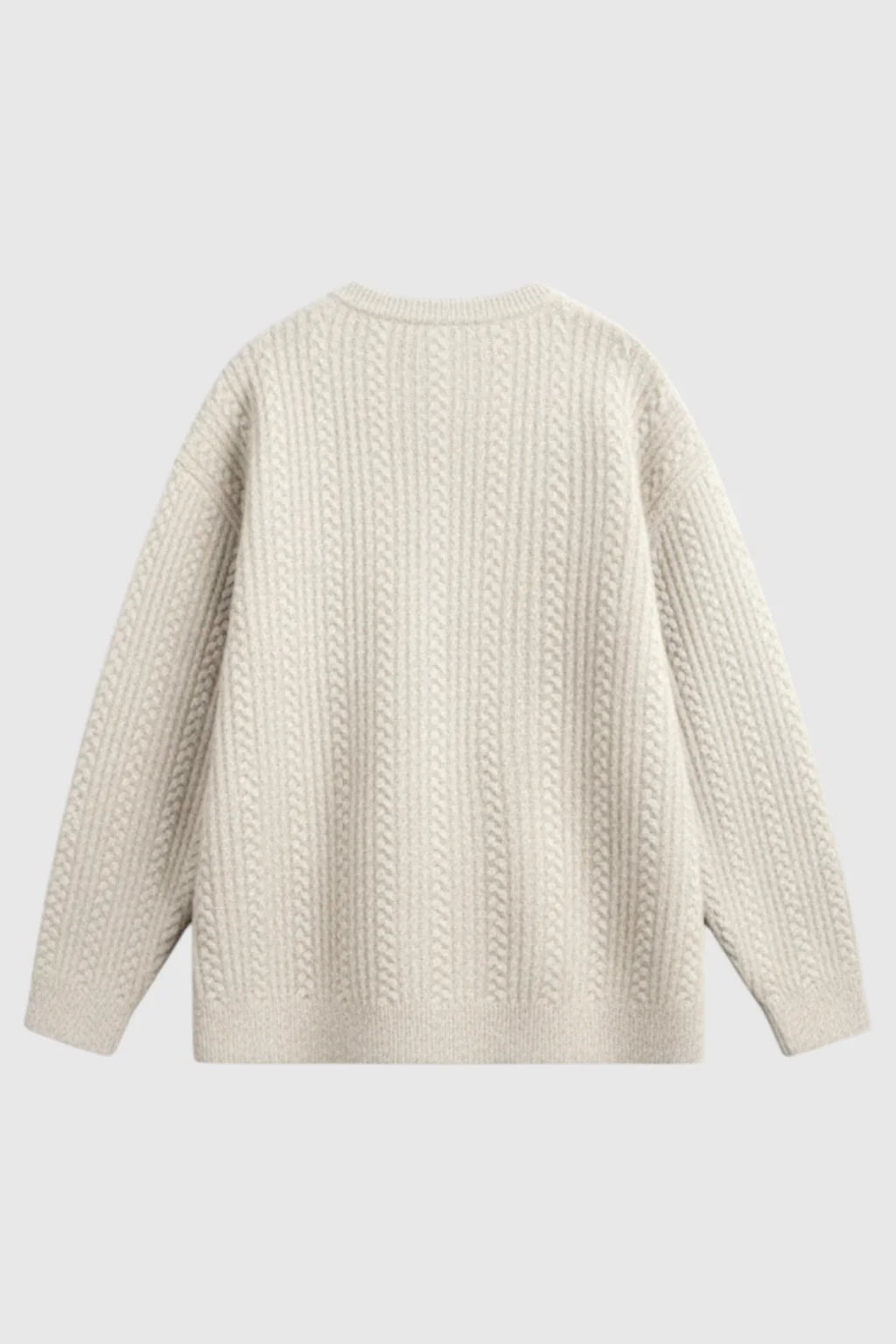 Men's Cable Knit Sweater with Small V-Neck – Oatmeal