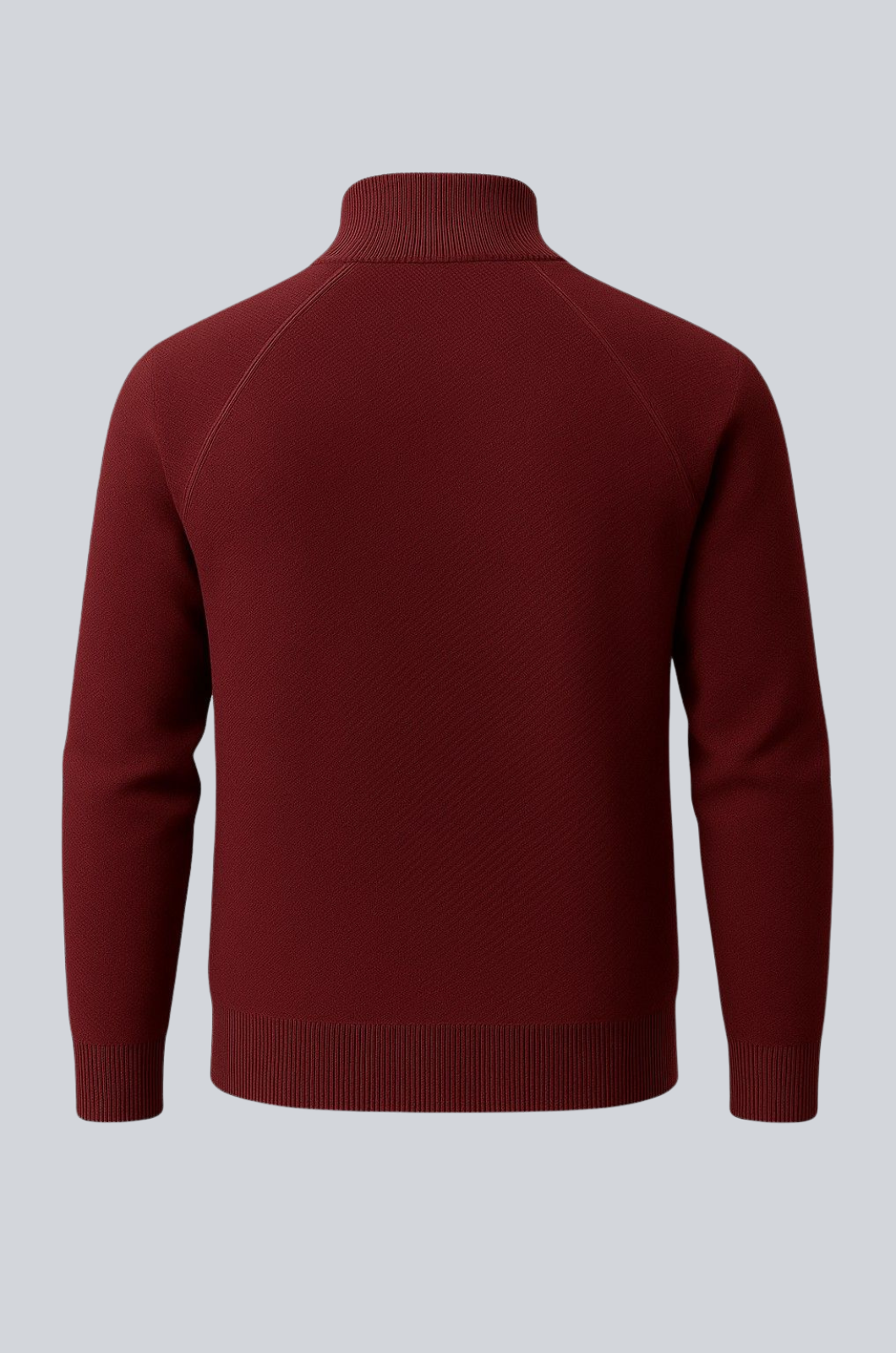 Men's Half-Zip Sweater with Stand-Up Collar – Burgundy