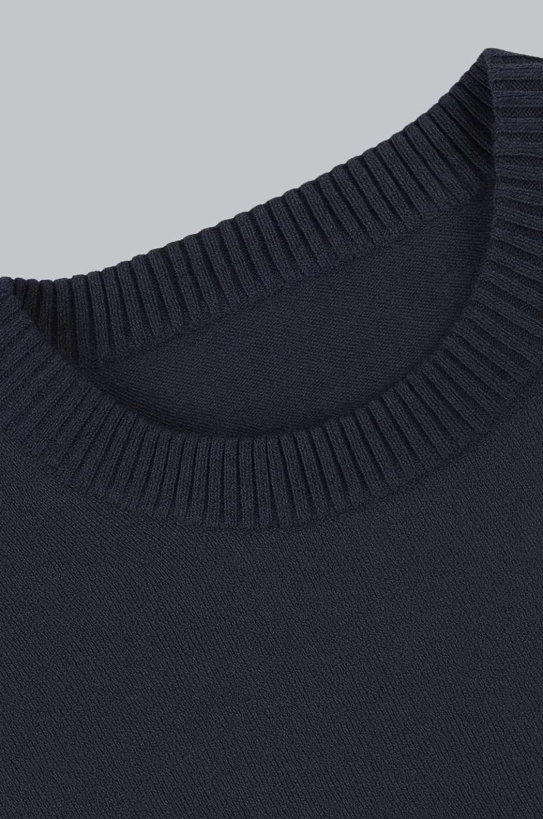 Men's Classic Crew Neck Pullover Sweater – Solid Color, Ribbed Details, Casual Fit – Navy