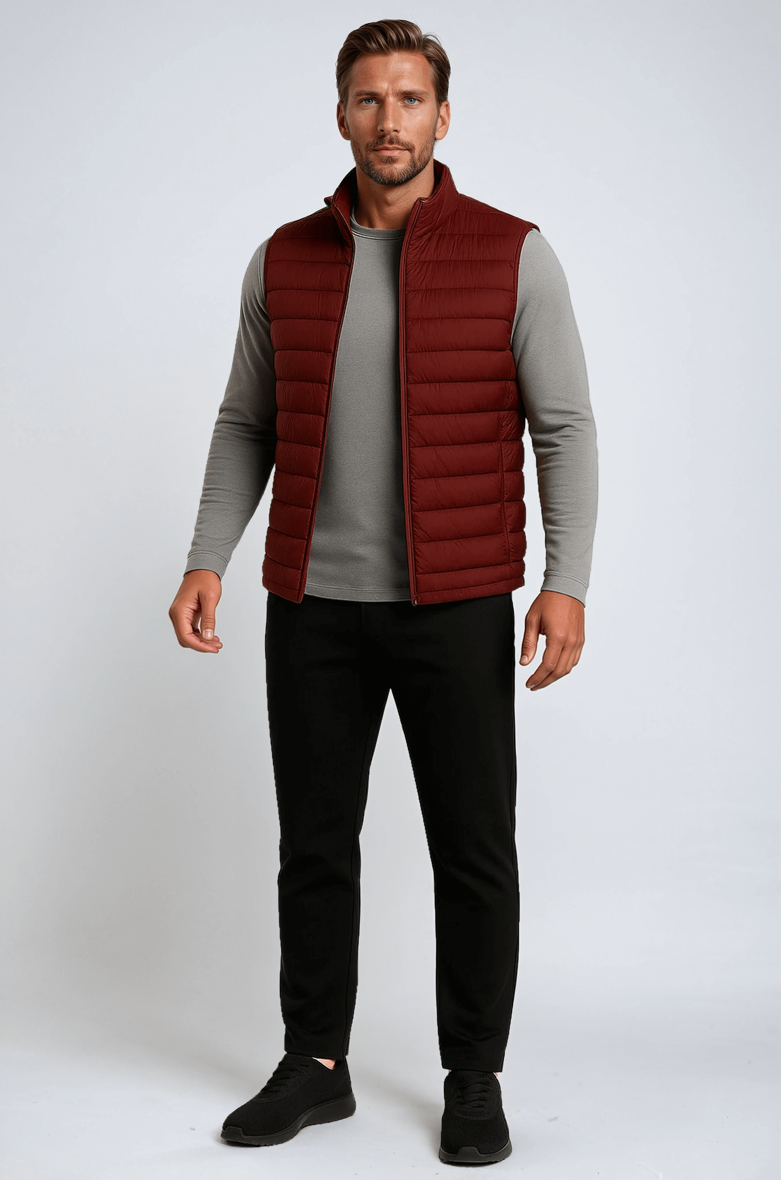Premium Men's Brick Red Puffer Vest