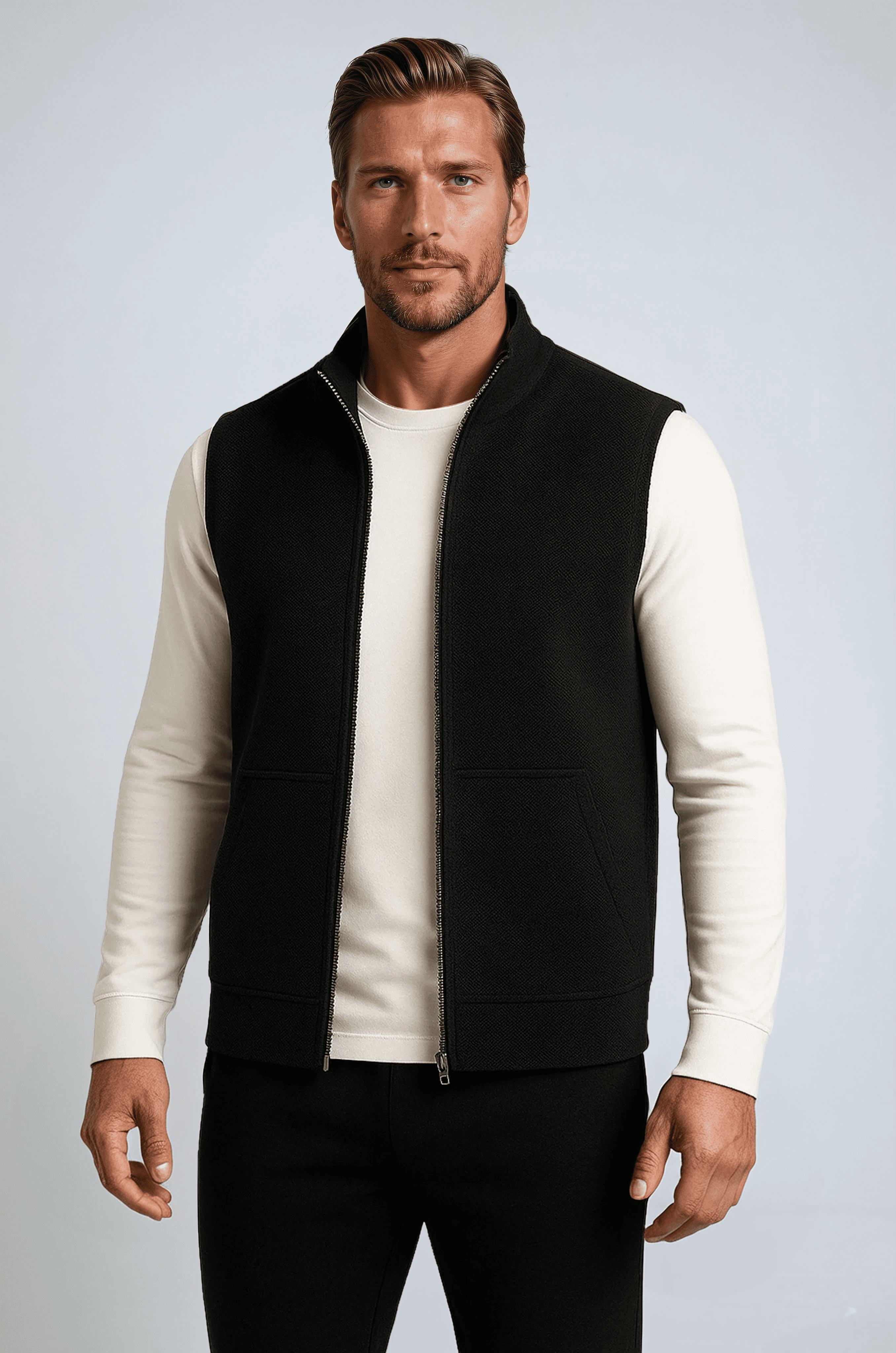 Classic Black Knitted Sleeveless Vest